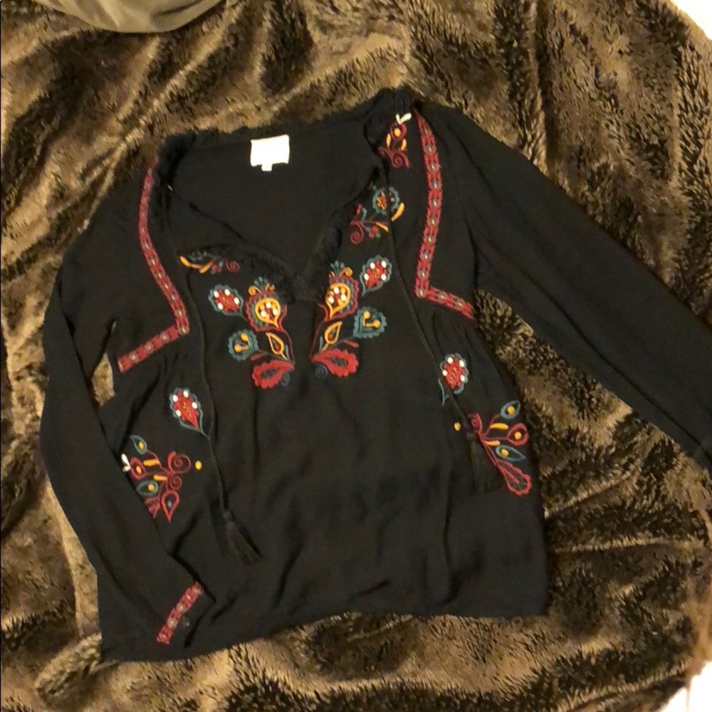 Never been worn black embroidered blouse